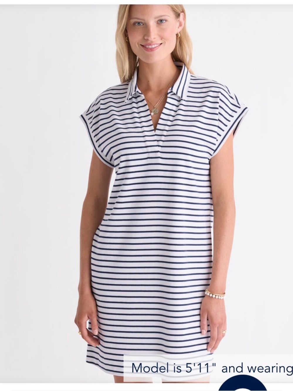Vineyard Vines White and Navy Striped Polo Dress